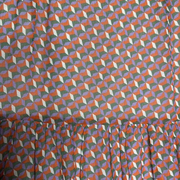 0039 Italy Tiered Short Skirt Geometric Flowy Made in Portugal Size L - Picture 4 of 9